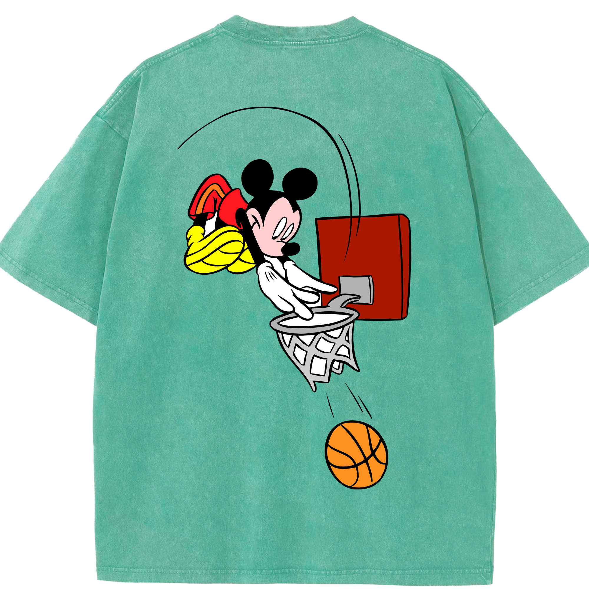 （画像用） ミッキーマウス Mickey Mouse 綿100% ヴィンテージ風 半袖Tシャツ（背面プリント）